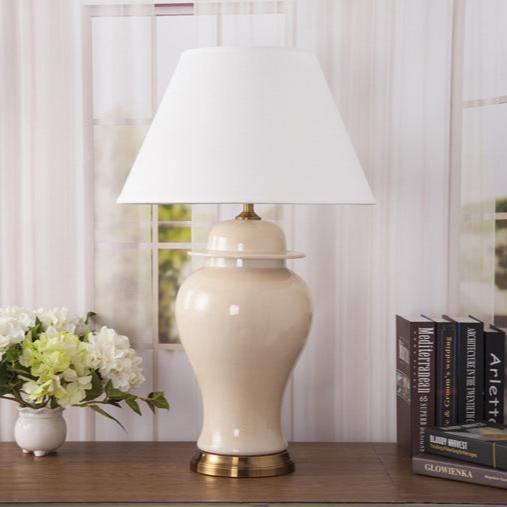 Classic Hometown Ceramic Table Lamp Ginger Jar Beige - Miss One