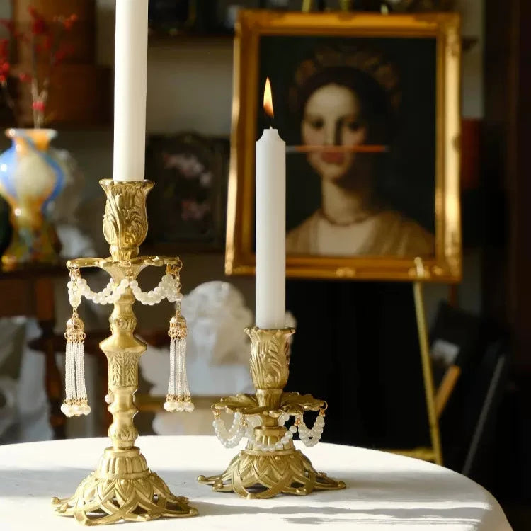 Vintage Elegance Brass Candle Stand - Miss One