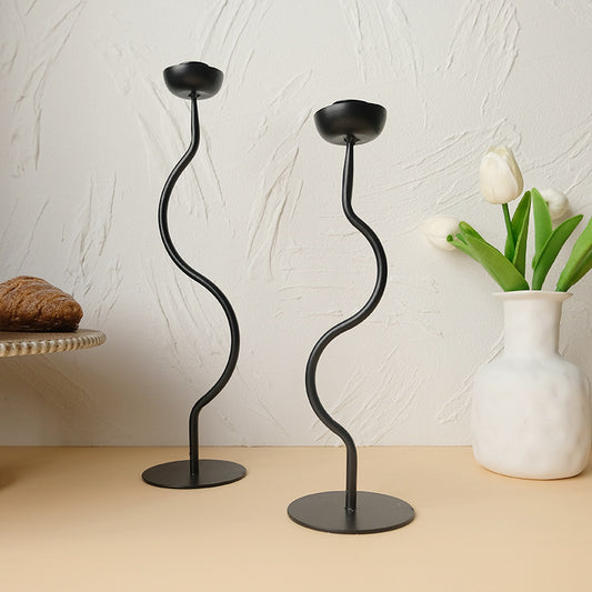 Modern Wave Iron Candle Holders - Miss One