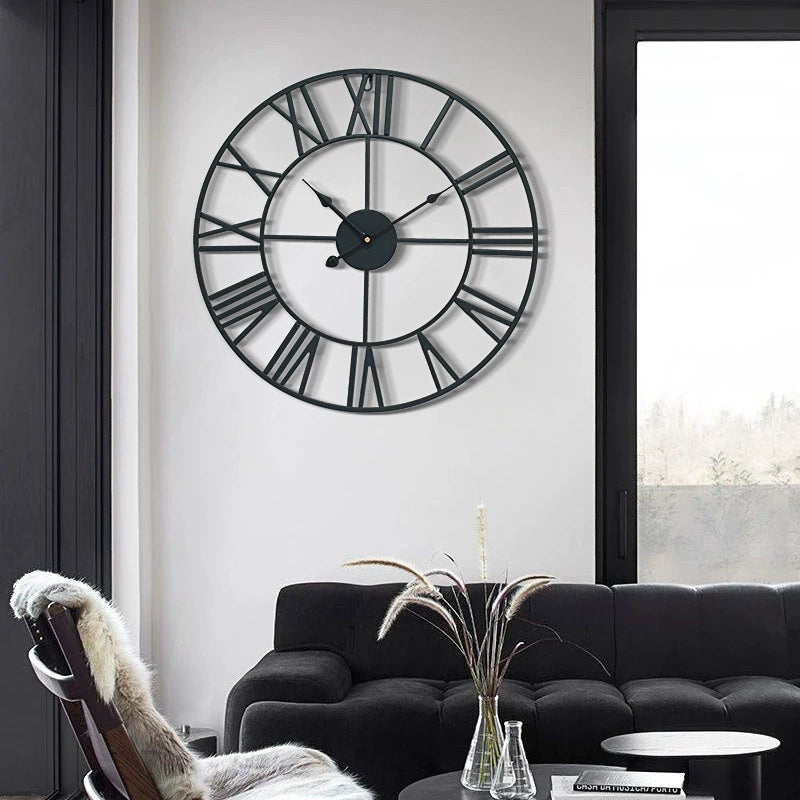 Industrial Roman Numeral Metal Wall Clock - Miss One