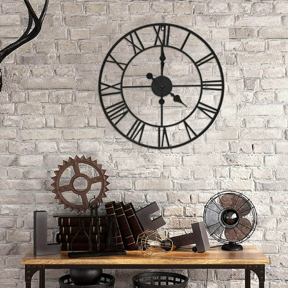 Industrial Roman Numeral Metal Wall Clock - Miss One