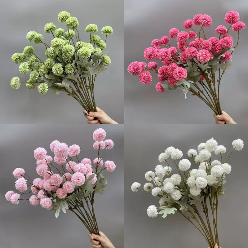 Artificial Elegant 5 Head Pom-Pom Chrysanthemum Stem - Miss One